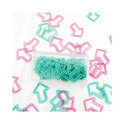 30 Clips/Pack Creative Arrow Shaped Paper Clips Pink/Green Metal Binder Clips Cute Paper Clamp For Paper