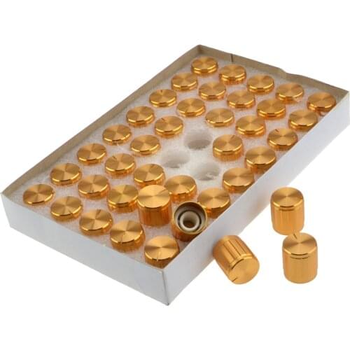 40Pcs 6 MM Diameter Solid Machined Metal Aluminum Control Potentiometer Knobs Volume Switch Rotary Encoder Cap 15x17