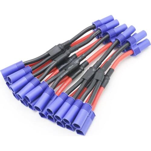 5pcs/lot EC5 Parallel Battery Connector Cable Dual Extension Y Splitter 12AWG Silicone Wire 10CM Y / O Style for Rc Toys