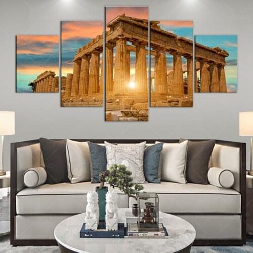 Temple on the Acropolis of Athens Greece Artwork 5 Piece Canvas Modern Painting Wall Art Home Decor for Living Room Pictures HD