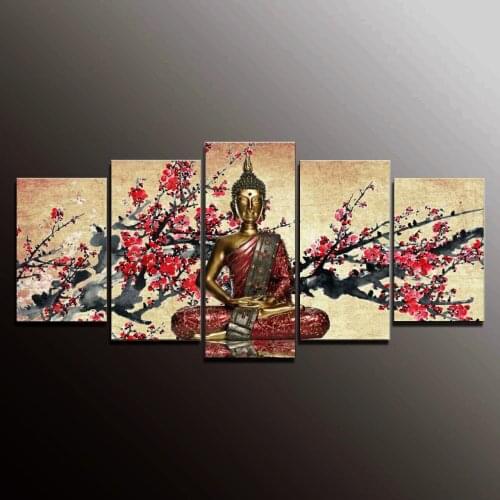 5 curtain wall art canvas print the plum blossom as a home decoration art