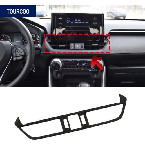 ABS Carbon Fiber Middle Console Air Condition Vent Outlet Cover Trim for Toyota RAV4 2019 2020