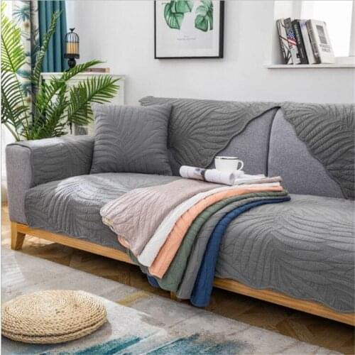 Leaf embroidery sofa cover Pure Cotton Fabric sofa cushion Non-slip Pet mat Four Seasons Universal Sofa Cover