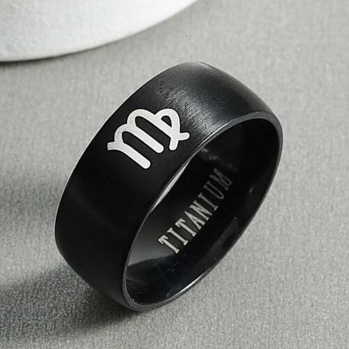 12 Zodiac Ring Virgo Leo Taurus Gemini Cancer Virgo Libra Scorpius Sagittarius Capricornus Attack on Titan Black Rings Jewelry