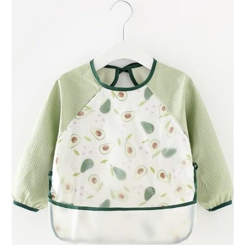 Baby Kids Toddler Long Sleeve Scarf Waterproof Art Smock Feeding Bib Apron Pocket Infant Boys Girls Burp Cloth Banana Bibs