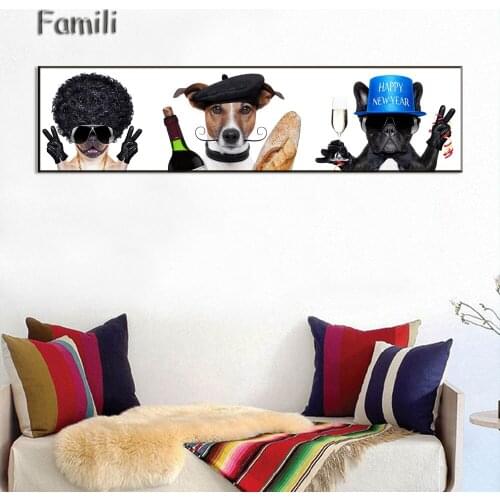ART Wall Modern Fashion Dog Pet Dog Fashion Dress Canvas Painting Art Print Poster Picture Wall Restaurant Kitchen Decor