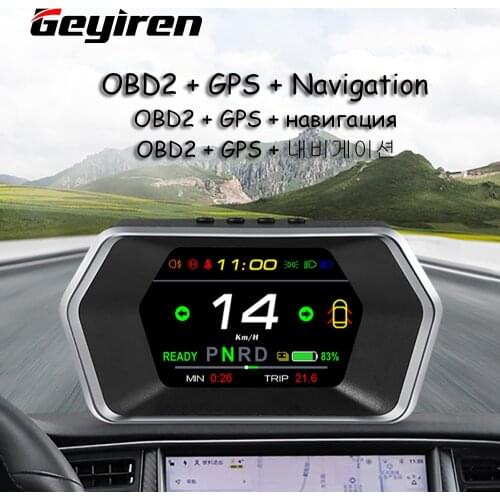 GEYIREN T17 Newest Head Up Display Auto Display Gauge Digital Tesla model 3&Y speed mileage Safety Indicator light Driving time