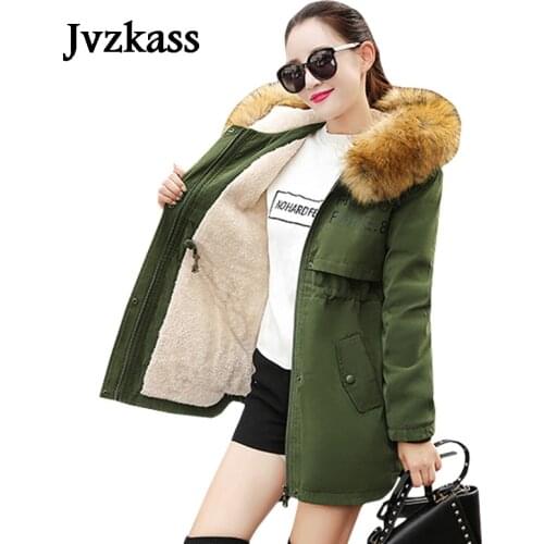 Jvzkass 2020 plus size new students big fur collar plus thick padded cotton long winter coat plus size lamb coat Z55