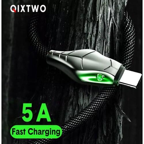 5A Snake Phone Universal 2M Line Type-C Micro Fast Charging Data Cable USB C-USB Rope For Android XiaoMi HuaWei LED Charger Wire