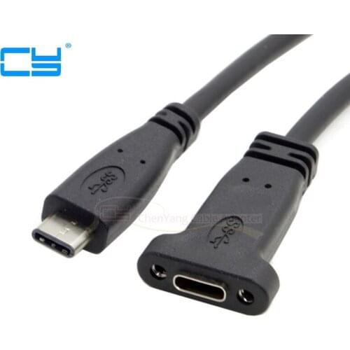 20CM USB-C USB 3.1 Type C type-c Male to Female Extension Data Cable with Panel Mount Screw Hole 0.2M
