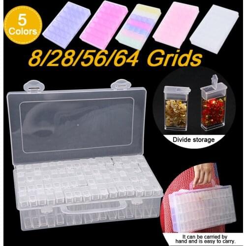 28/56/64 Slots Storage Box Diamond Painting Kits Nail Tool Beads Organizer
