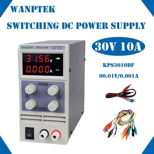 KPS3010DF 0-30V/0-10A 110V-230V 0.01V/0.001A EU LED Digital Adjustable Switch DC Power Supply mA Display 4 Digits
