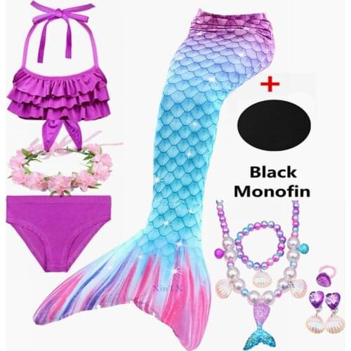 Beautiful Girls Kids Mermaid Tail Swimmable Bikini Set for Kids can Add Monofin Children Mermaid Tail Costume Cosplay 3-12Y