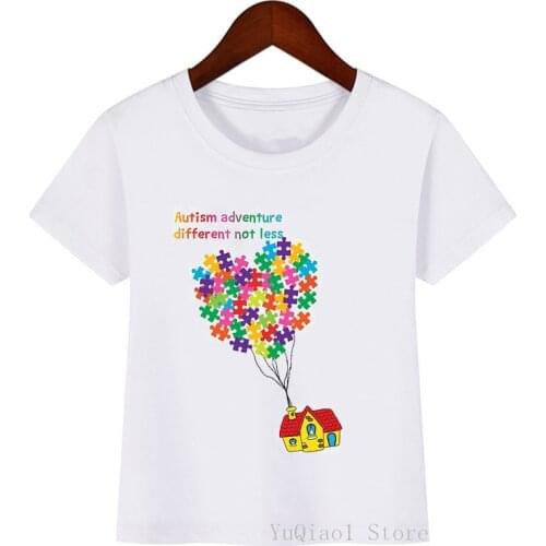 2020 hot sale Autism different adventure not less letter print t-shirt girls boys graphic tshirt girls boys kids clothes tops