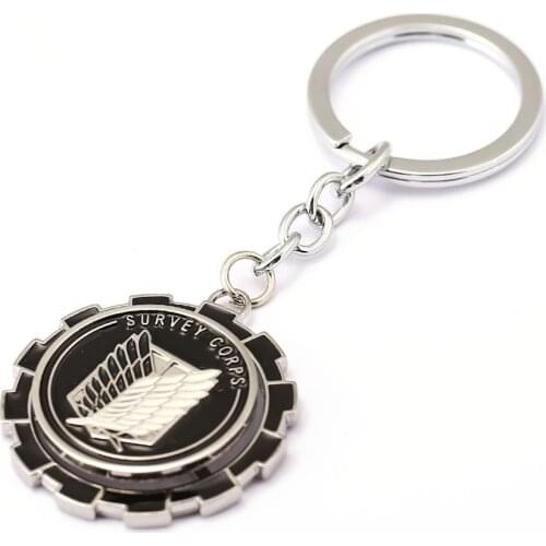 MS Jewelry Attack on Titan Keychain Wing Rotatable Key Rings Holder For Gift Chaveiro Car Key Chain Anime Souvenir