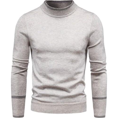 VIANKANI Mens Sweater Pure Color Knitting Pullover for Male Long Sleeves Semi-High Neck Casual Winter Balck Sweaters M-2XL