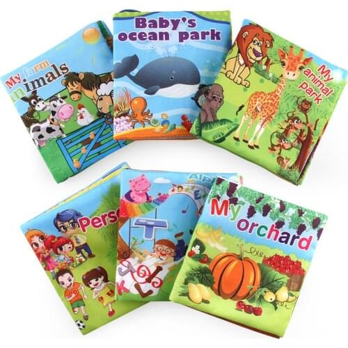 Soft Animal Cloth Books For Babies Early Educational Activity Crinkle Books For Infant Early Education Learning Rattle Book Toys