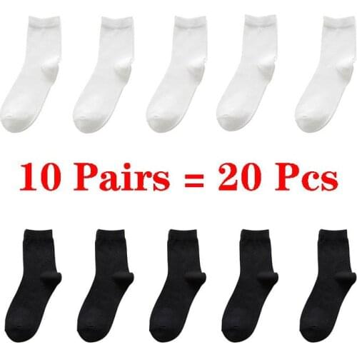 Socks Men Solid Colors Crew Socks Male Business Casual Black White Socks Men Breathable Mens Socks Meias10 Pairs 1 Lot Socks Set