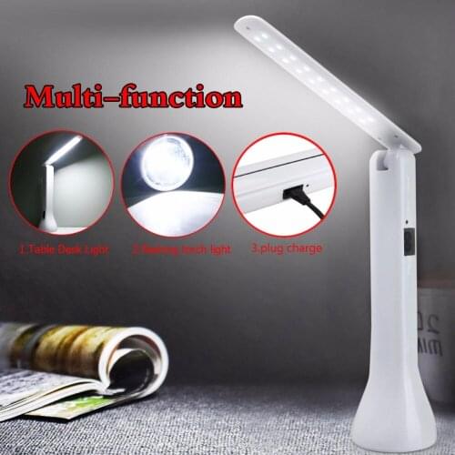 2 in 1 Portable Foldable LED Desk Lamp Table Read Light Flashlight Torch Outdoor Emergency light Plug Charging