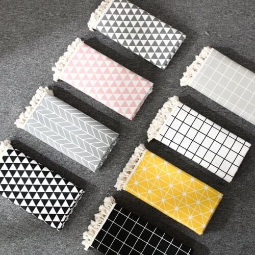 Different Size Linen/Cotton Dining Table And Coffee Table Rectangular Waterproof Tablecloth Grey Yellow Pink Black