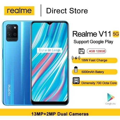 New Arrival Realme V11 5G Smartphone 4GB 128GB 6.5'' Dimensity 700 Octa-core Mobile Phone 5000mAh 18W Fast Charger 13MP Camera