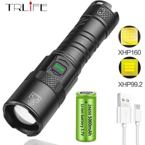 16-Cores XHP160 LED Flashlight Powerful XHP99.2 Waterproof Torch USB Rechargeable 26650 Lantern Portable Zoom Light for Camping