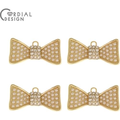 Cordial Design 50Pcs 11*23MM Jewelry Accessories/Imitation Pearl/Bowknot Shape/Earrings Pendants/Jewelry Findings & Components