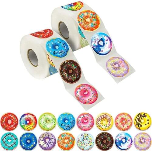 1.5 Inch Bread Color Donut Cake House Baking Sticker Label Holiday Decoration Wedding Party child Birthday Gift Sealing Sticker