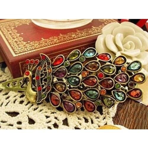 1 PCS Fashion Girls Women Vintage Colorful Rhinestone Peacock Hairpin Hair Clip Hair Accessories
