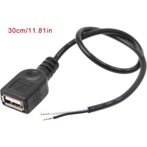 1Pc USB 2.0 Female Jack 2 Pin 2 Wire Power Charge Cable Cord Connector DIY 30cm