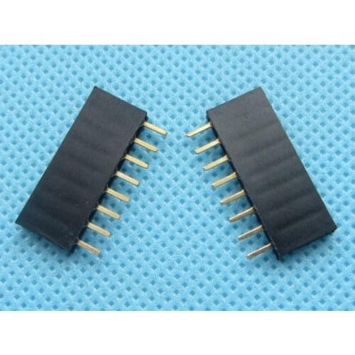 100Pcs/lot 2.54mm Pitch 8 Pin Female Single Row Straight Header Strip 1*8P