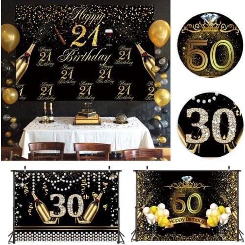 120*80cm 21 30 40 50 60 Years Old Birthday Party Photo Booth Background Tapestry Props Balloons Disposable Tableware Supplies