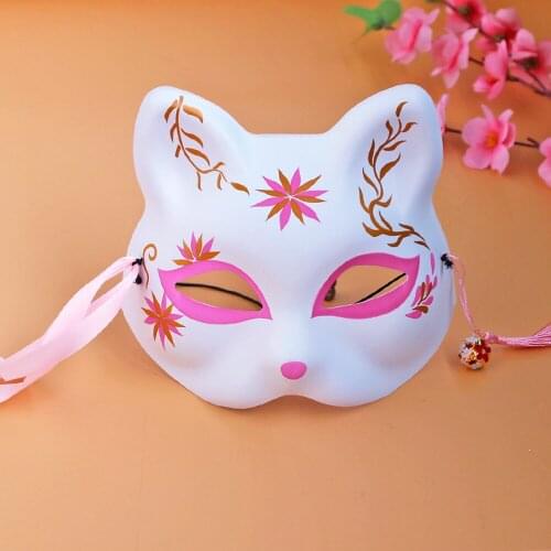 2021 NEW Pink Sakura Cat Face-Masks Fun Fashion Halloween Carnival Cospaly Masquerade Makeup Performance Props Adult Party Mask