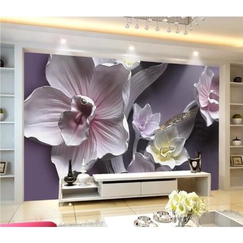 3D Stereo Relief Flowers Mural Wallpaper Living Room TV Sofa Background Wall Covering Classic Floral Home Decor Papel De Parede