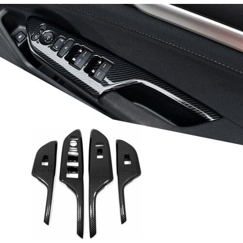 For Honda Civic 10th 2016-2020 Car Armrest Door Window Glass Lift Switch Trim Cover Right Hand Drive accessories ABS Carbon 4pcs