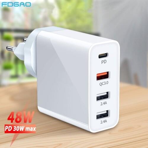 36W Quik Charge 3.0 PD QC Fast Charging Adapter Universal Type C Wall Dual USB Charger For iPhone 12 11 XS XR X 8 Samsung Xiaomi