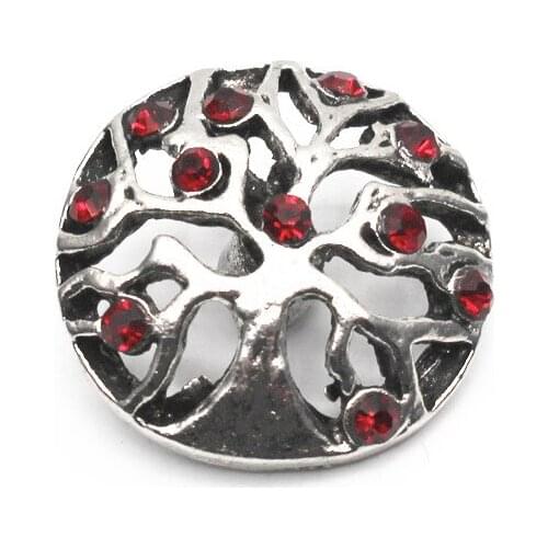 6pcs/lot Crystal Red Tree Snap Buttons Hollow Out Snap Charms Fit 18mm/20mm DIY Snap Bracelet Bangles Jewelry Making