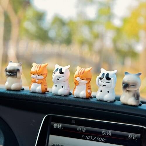 9PCS Cute Cat Car Decoration Car Interior Console Decoration Kitty Doll Car Interior Decoration Accessories Auto