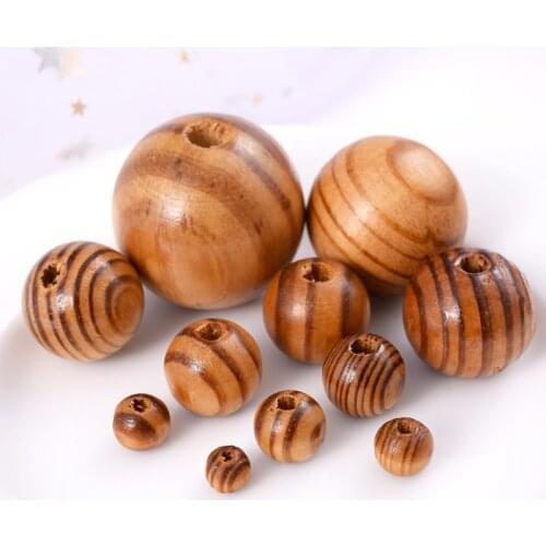 3-100Pcs/Lot 6-30mm Pine Wooden Beads Round Natural Eco-Friendly Lead-Free Wood Loose Beads For Jewelry Making Craft Accessories