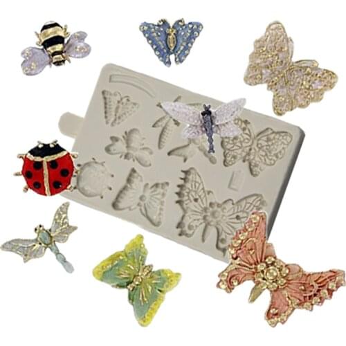 Butterfly & Insect Brooch Molds Fondant Cake Decorating Tools Silicone Molds Chocolate Baking Tools for Cakes Gumpaste Form