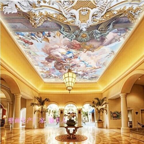 Custom mural European style large mural ceiling decoration wallpaper 3D living room bedroom dome wallpaper mural