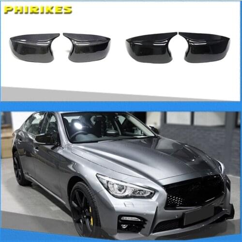 Car Side Glossy Painted Styling Rearview Mirror Cover Caps Bright Black for Infiniti Q50 Q60 Q70 SQ50 XQ30 2014-2020