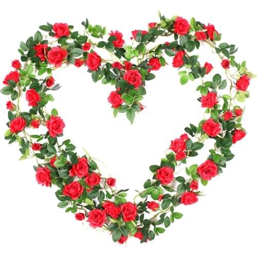 Artificial Flower Silk Flowers Rose Leaf Garland Vine Hotel Wedding Garden Christmas Deoration