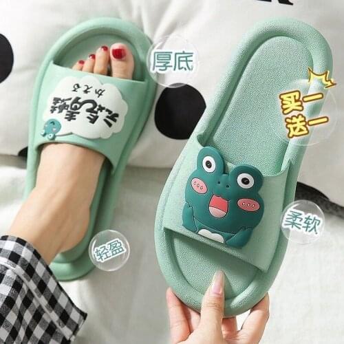 Buy one get one free slipper female Xia lovely cartoon net red indoor bathroom anti slip soft bottom outside wear cool slipper
