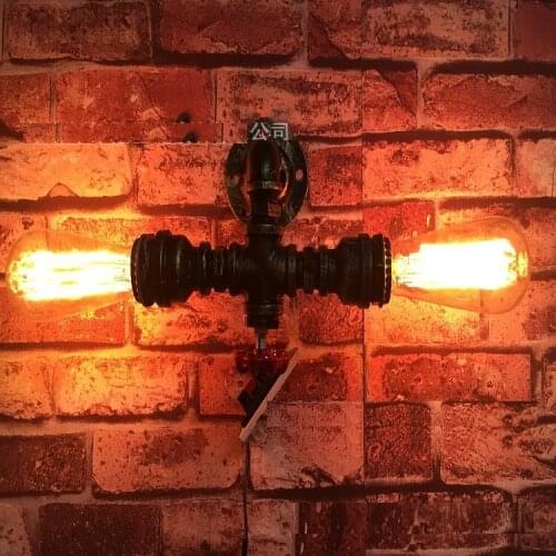 Nordic Loft Style Double Water Pipe Lamp Industrial Vintage Wall Light For Home Bedside Edison Wall Sconce Lampara Pared