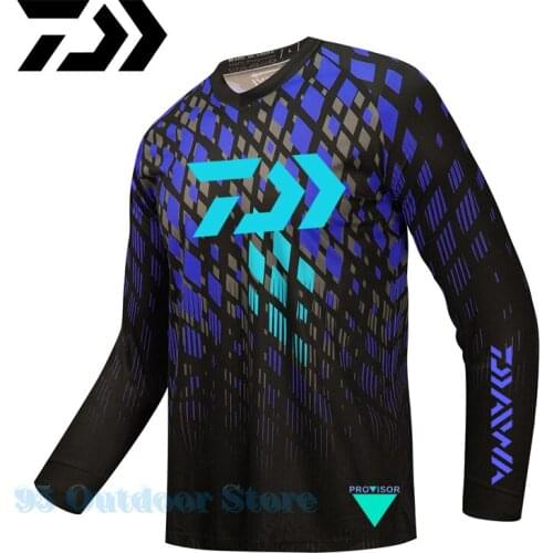 Daiwa Summer New Fishing Clothings Quick Dry Sun Protection Fishing Shirts Anti-UV Camping Hiking Clothes Dawa Fishing Jerseys