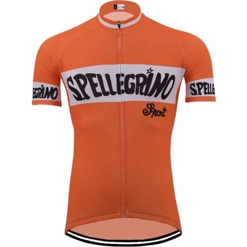 Hot classic Mens orange Cycling Jersey pro team Short Sleeve retro Cycling Clothing Mountain racing Clothes Maillot Ciclismo