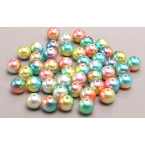 MHS.SUN N7 ABS plasitc pearls green rainbow color round imitation pearls with hole 3mm-12mm sewing beads for necklace Jewelry