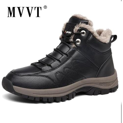2021 New Winter Men Boots Antiskid Microfiber Leather Boots For Men Fur Plush Snow Boots Winter Shoes Men Outdoor Boots Shoes