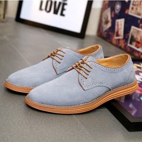 Male suede Leather Classic Brogue Formal Shoes Men Dress Shoes Male Wedding Office Business Shoes Large Sizes Men